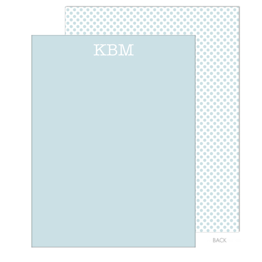 Blue with White Monogram Flat Note Cards